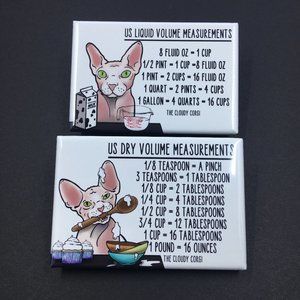 Sphynx Cat Measuring Chart Magnet Set Handmade Kitchen Cooking Baking Guide